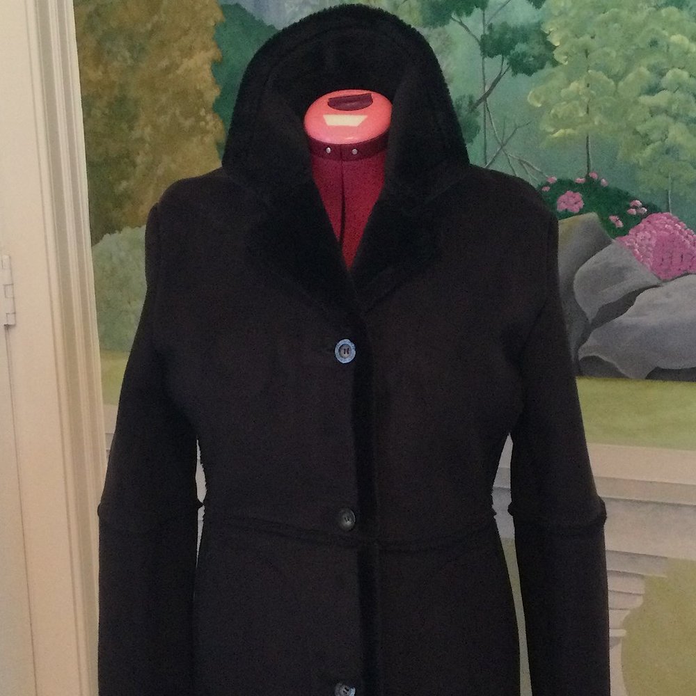 Faux Suede and Shearling Coat